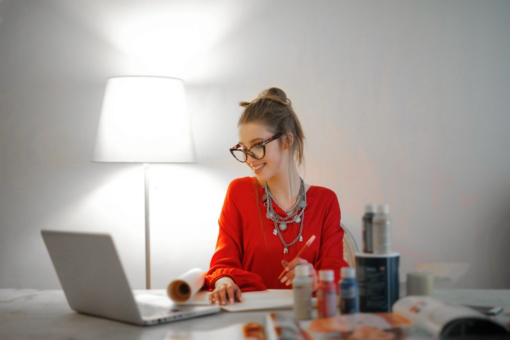 Woman working from home